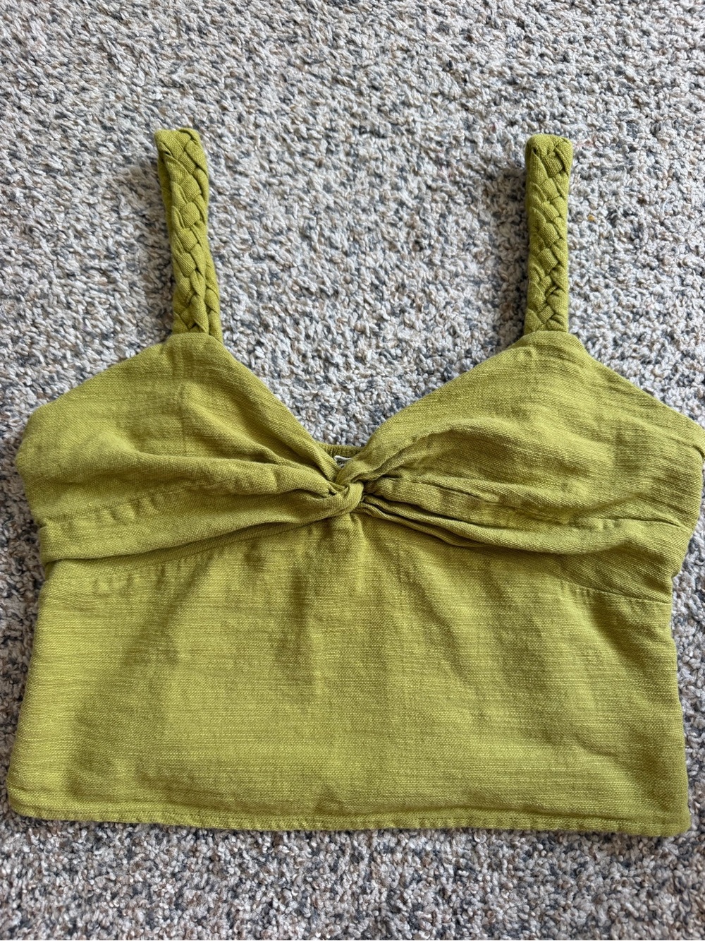 Sadie&Sage Women’s Green Sweetheart Smocked Braided Strap Crop Top Size M